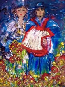 Voir le détail de cette oeuvre: Les fiancés BIGOUDEN (l'accordéoniste)